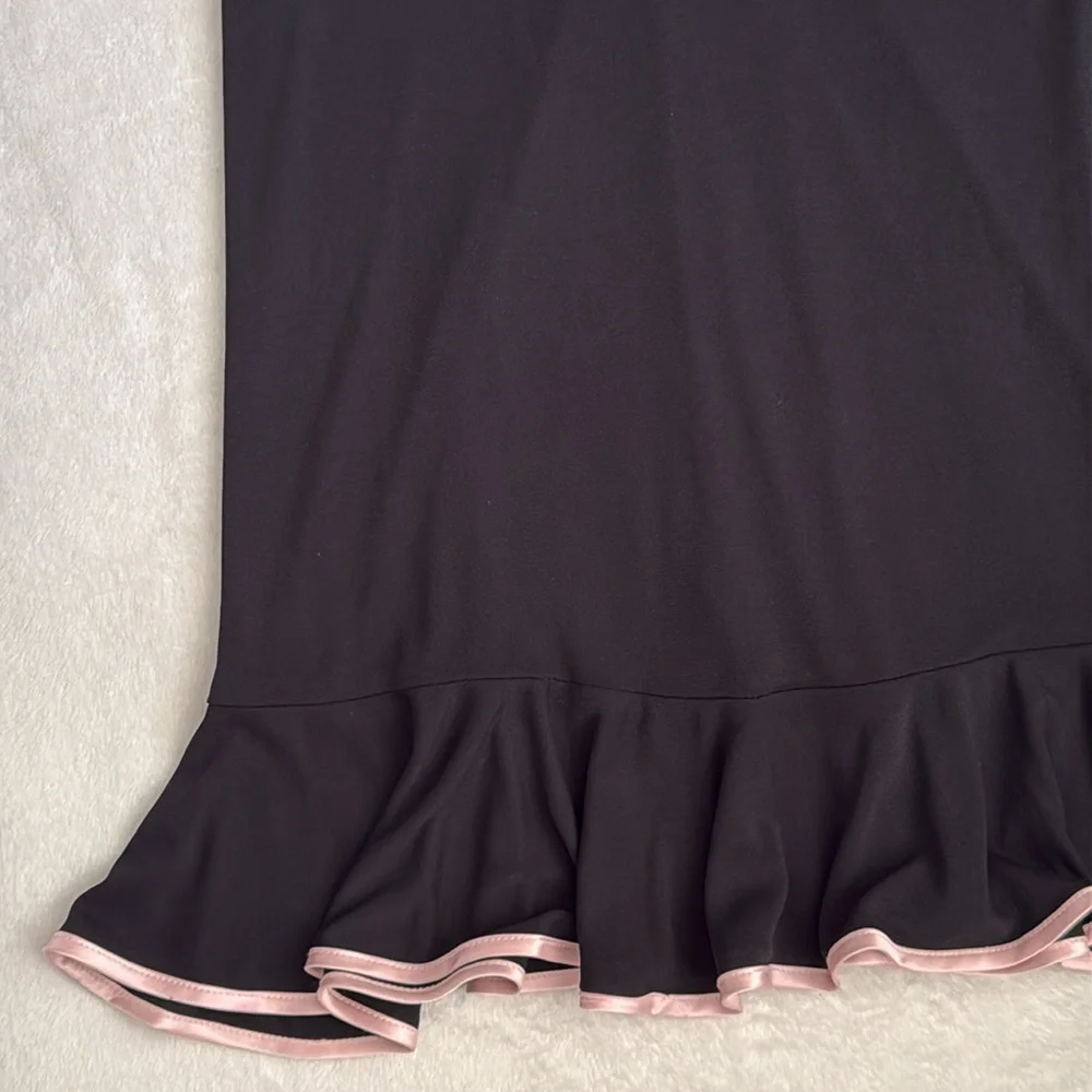 {VTG} City Triangles | Y2K Babydoll Midi Dress Black Made in USA (L Fits S/M) - Picture 5 of 14